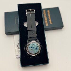 Sleek Waterproof Black Digital Watch